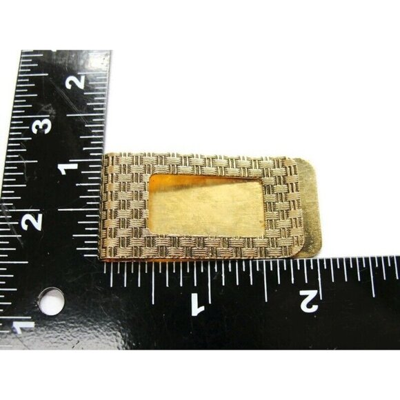 Gold Tone Weave Pattern Money Clip Stainless Steel Wallet Credit Card Cash ID - Picture 3 of 7